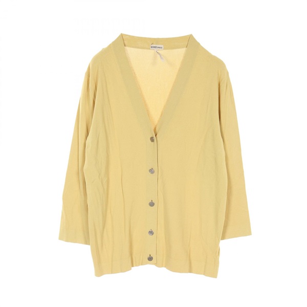 HERMES Sellier button cardigan knitwear SM size Viscose Yellow Used