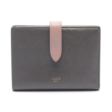 CELINE Medium strap Bi-fold wallet Purse 10B643BFP leather Gray Pink Used Women