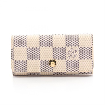LOUIS VUITTON Multicles 4 key holder N60386 Damier Azur Leather Used Women LV