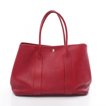 HERMES Garden party PM Tote Bag Q Negonda leather Red Used SHW