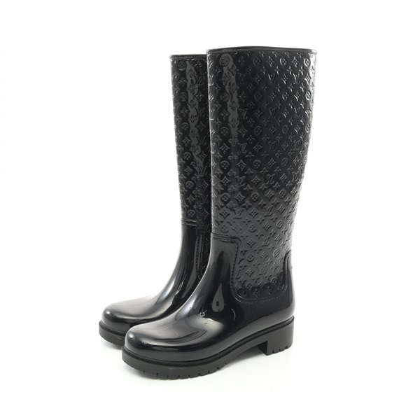 LOUIS VUITTON Splash Line Rain long boots #39 rubber Black Used