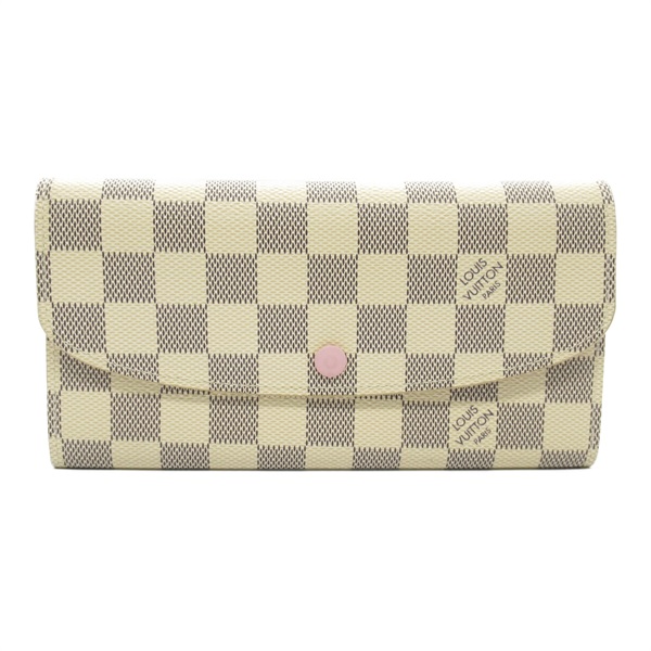 LOUIS VUITTON Portefeuille Emilie Bi-fold Long Wallet purse N41625 Damier Azur