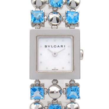 BVLGARI Lucia Wrist Watch LUW16G Quartz 18KWG Gold Blue Topaz Used Women