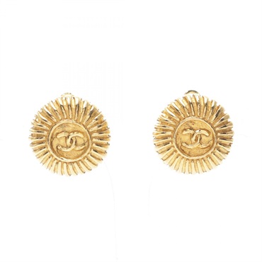 CHANEL COCO Mark Earring Gold Plated Used women CC