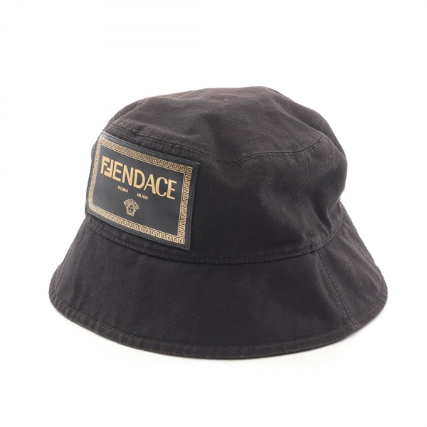 FENDI × VERSACE FENDACE Hats FXQ801 cotton Black Used Women size S