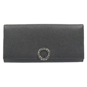 BVLGARI Bulgari Bulgari ZIP long wallet Bifold purse 35939 leather Black Used