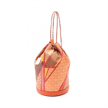 HERMES soiecool 22 CARRE EN CRAVATES Shoulder Bag Q silk leather Orange SHW