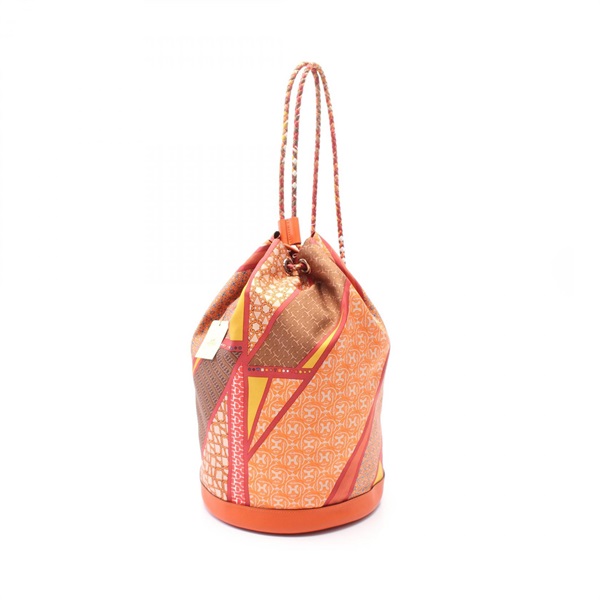 HERMES soiecool 22 CARRE EN CRAVATES Shoulder Bag Q silk leather Orange SHW