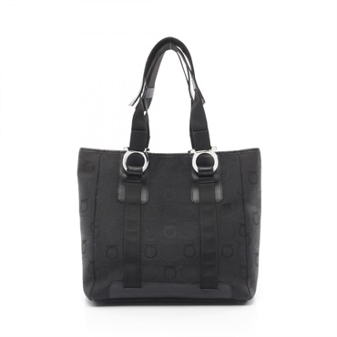 Salvatore Ferragamo Gancini Hand Tote Bag 21 5373 canvas leather Black Used SHW