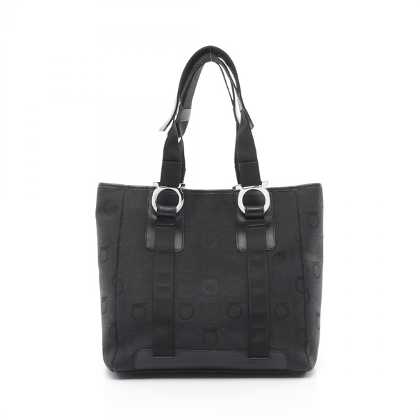 Salvatore Ferragamo Gancini Hand Tote Bag 21 5373 canvas leather Black Used SHW