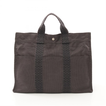 HERMES Herline MM Tote hand Bag Nylon canvas Gray Used SHW