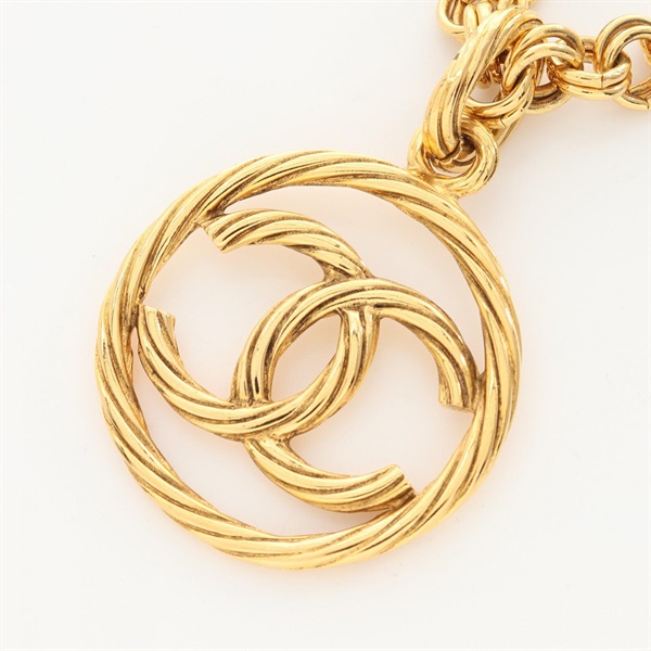 CHANEL COCO Mark Necklace Gold Plated Used pendant women CC