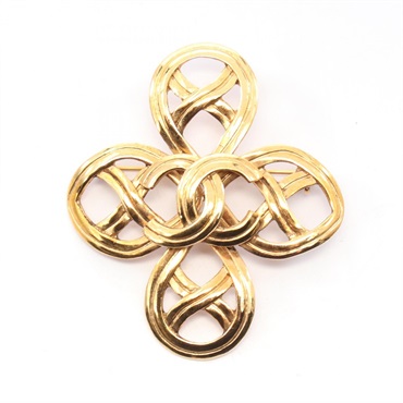 CHANEL COCO Mark Brooch Gold Plated Used Women CC