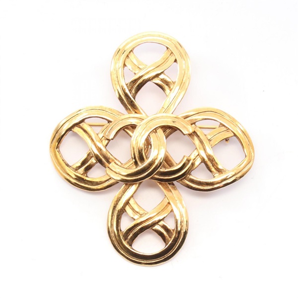 CHANEL COCO Mark Brooch Gold Plated Used Women CC