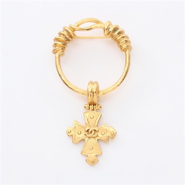 CHANEL COCO Mark Cross Brooch Gold Plated Used Women CC