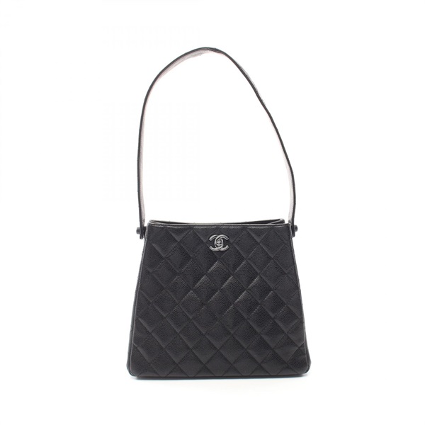 CHANEL Matelasse W Face Shoulder Bag leather Grained calfskin Black Used Women