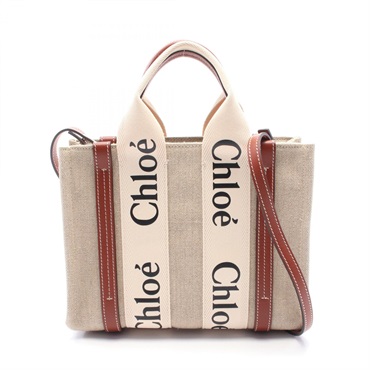 Chloe WOODY Small Hand shoulder crossbody bag CHC22A397 Fabric leather natural
