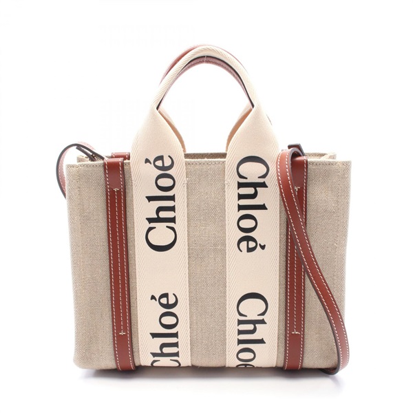 Chloe WOODY Small Hand shoulder crossbody bag CHC22A397 Fabric leather natural