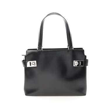 Salvatore Ferragamo Gancini Shoulder Handbag DY-21 leather Black Used Women