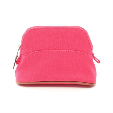 HERMES Bolide Pouch 15 Mini purse canvas leather Pink Used