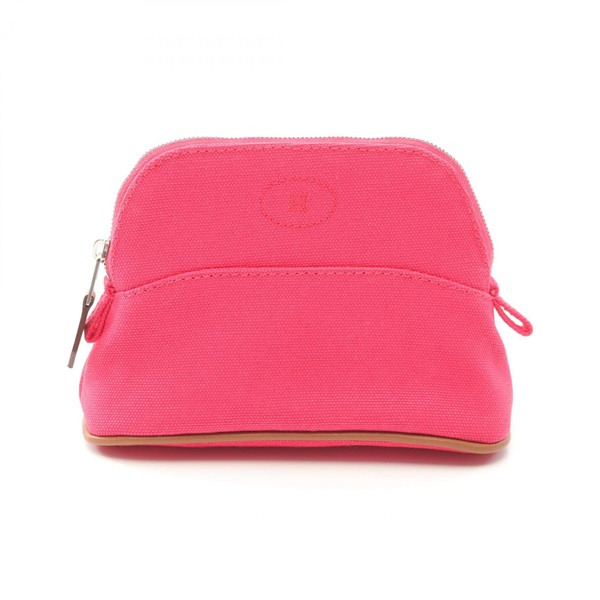 HERMES Bolide Pouch 15 Mini purse canvas leather Pink Used