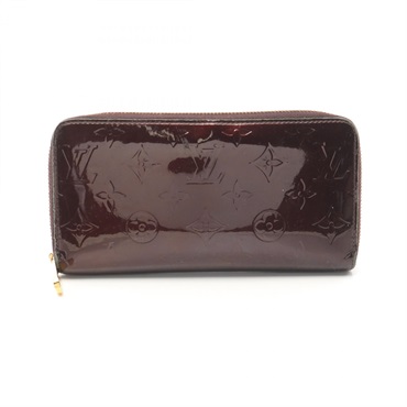 LOUIS VUITTON Zippy long wallet M93522 Vernis leather Purple Amarrant Used Women