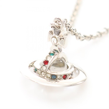 Vivienne Westwood Orb Necklace Stainless Steel Rhinestone Multicolor Used women