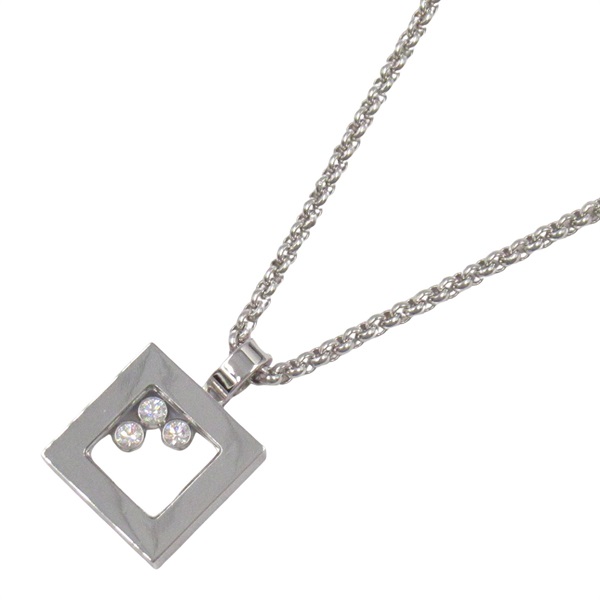 Chopard Happy Diamond Square Necklace 18KWG White Gold used women pendant
