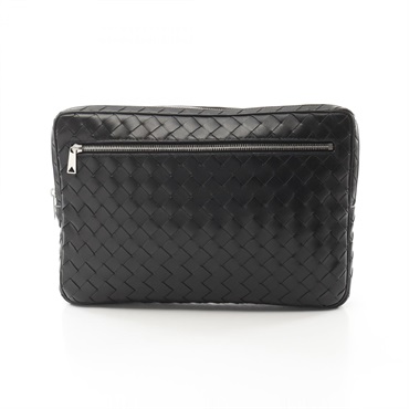 BOTTEGA VENETA Intrecciato business clutch bag 775552 leather Black Used mens