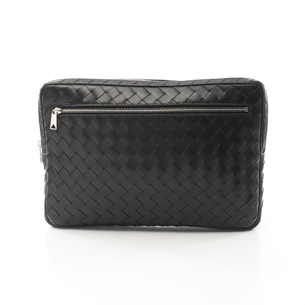 BOTTEGA VENETA Intrecciato business clutch bag 775552 leather Black Used mens