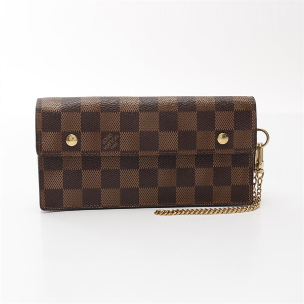 LOUIS VUITTON Portefeuille Accordion chain Bifold purse N60002 Damier Ebene Used