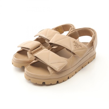 PRADA Padded nappa leather Sandals #37.5 shoes 1X721M leather sand Beige