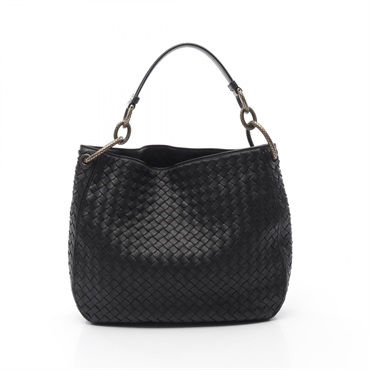 BOTTEGA VENETA Intrecciato Handbag 494119 leather Black Used Women
