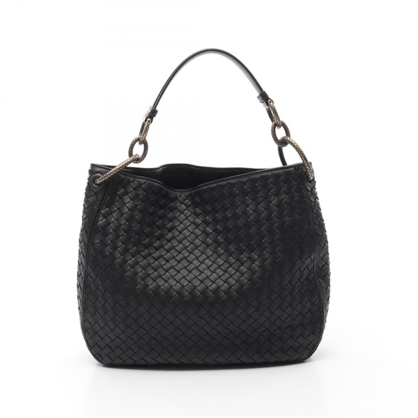 BOTTEGA VENETA Intrecciato Handbag 494119 leather Black Used Women