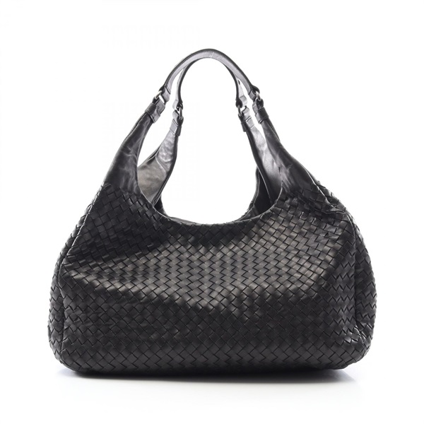 BOTTEGA VENETA Large Campana Bag Intrecciato Shoulder Bag leather Black Used