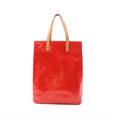 LOUIS VUITTON Lead MM Tote Bag M91086 Vernis leather Red Rouge Used Women