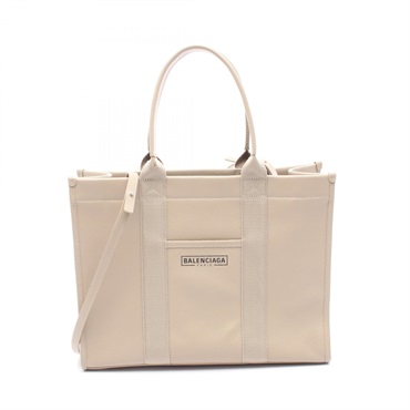 BALENCIAGA HARDWARE Crossbody Tote Bag 671400 Leather Canvas Beige Used Women