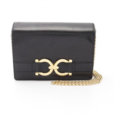 Salvatore Ferragamo Gancini Chain Shoulder Bag 21 3202 leather Black Used Women
