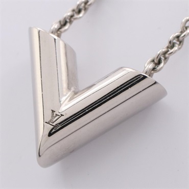 LOUIS VUITTON Essential V Necklace Stainless Steel Used women 39-45cm LV