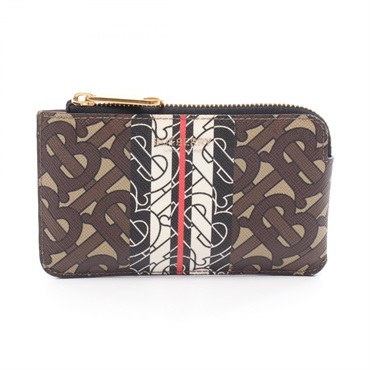 BURBERRY TB Monogram Coin Purse Canvas Brown Multicolor Used Women