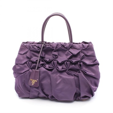 PRADA Tessuto B Tote Handbag BN1701 Nylon Leather Purple Used Women