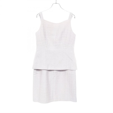 CHANEL CC Logo Button Tweed 2-Piece Set P15800 Nylon Cotton Wool Pink #42 Women