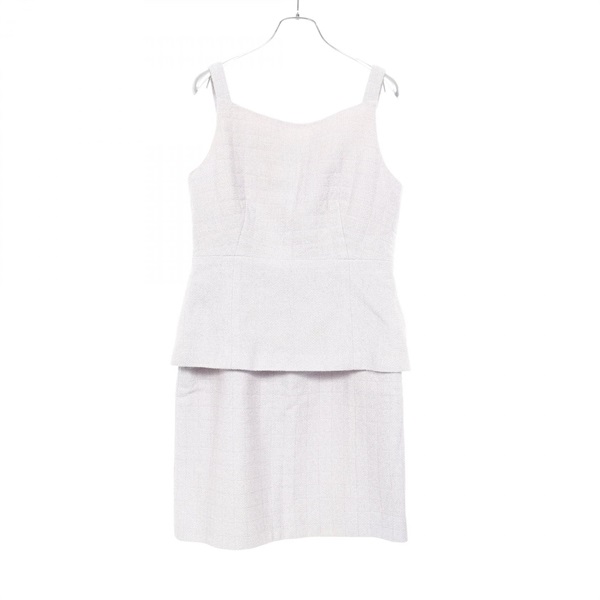 CHANEL CC Logo Button Tweed 2-Piece Set P15800 Nylon Cotton Wool Pink #42 Women