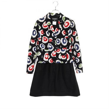 CHANEL COCO Jacket skirt P09018W02358 cotton Black Multicolor Used Women size 40