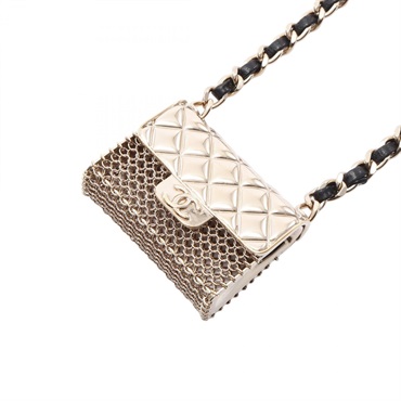 CHANEL Matelasse bag motif Necklace pendant Gold Plated Used women COCO CC