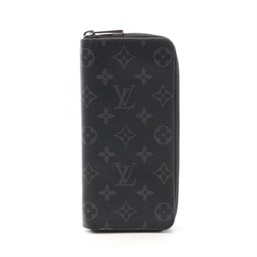 LOUIS VUITTON Zippy Wallet Vertical M62295 Monogram Eclipse Canvas Leather Black