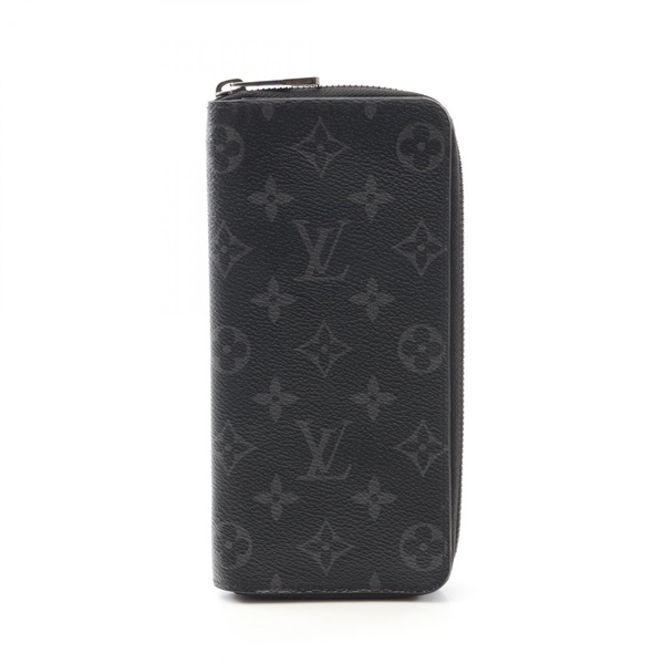LOUIS VUITTON Zippy Wallet Vertical M62295 Monogram Eclipse Canvas Leather Black