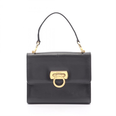 Salvatore Ferragamo Gancini Handbag 21 4797 leather Black Used Women GHW