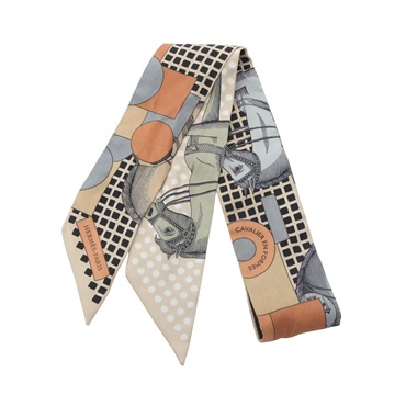 HERMES Twilly CAVALIER EN FORMES Scarf silk Beige Multicolor Used Women