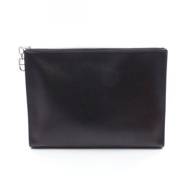 HERMES Zipengo GM Chaine d'Ancre Pouch Bag Evergrain leather Black Used B SHW